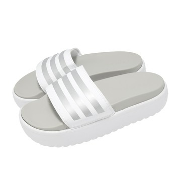 [ACS] adidas 拖鞋 Adilette Platform 女鞋 白 銀 涼拖鞋 厚底 增高 IE9703