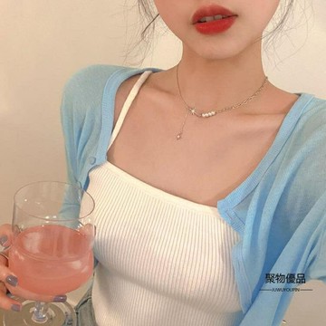 項練 春季珍珠項錬女輕奢小眾鎖骨錬八芒星頸錬