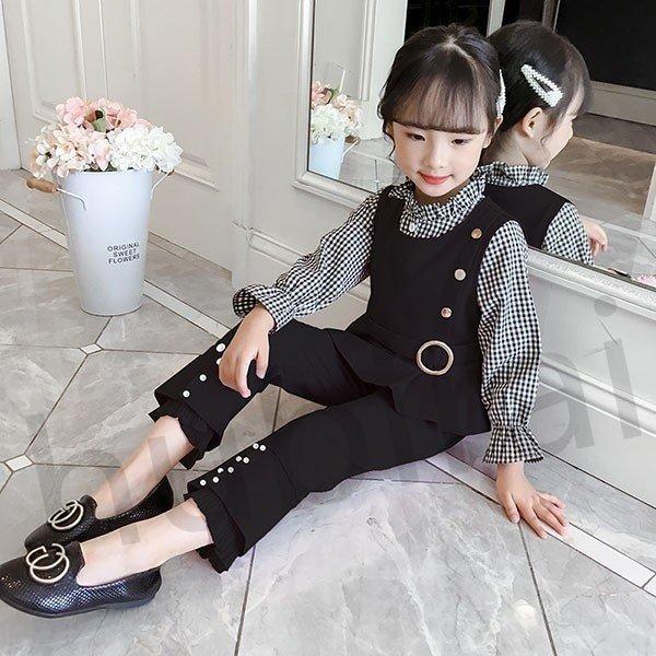 子供服 セットアップ 3セット キッズ 女の子 長袖 春秋 トップス カジュアル ベスト 可愛い カジュアル