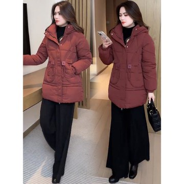 中長款連帽棉服女2024冬季新款時尚設計感洋氣質顯瘦外套保暖棉衣