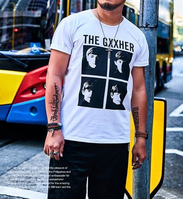 FINDSENSE H1 2018 夏季 新款 潮胖子 黑白頭像印花 加肥 加大碼T恤 透氣寬鬆短袖 時尚休閒上衣 潮男