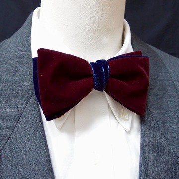 酒紅寶藍 絲絨領結 Bowtie 雙面可用