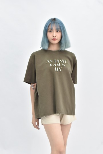 【加購優惠】(XL) natural and fresh 棉質亮片綠色短袖上衣