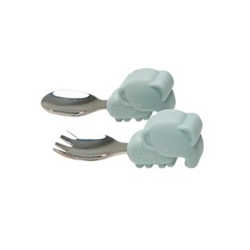 Loulou Lollipop加拿大動物造型304不鏽鋼學習訓練叉匙組(825754017629快樂小象) 456元