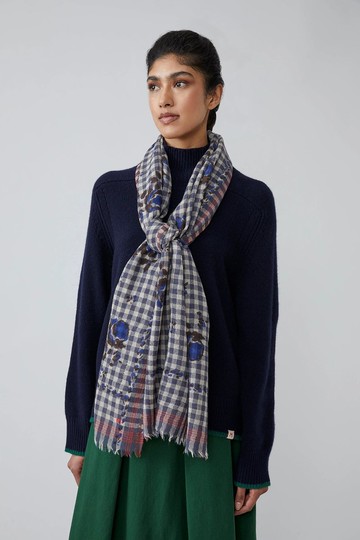 693 羊毛圍巾70 - 灰藍