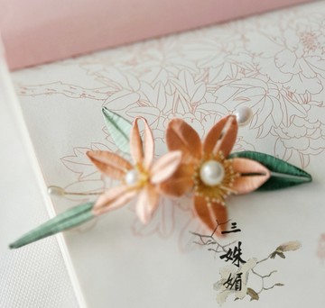 纏花絨花絹花古風明制漢服配飾春仔花蠶絲線桃花發簪發釵新年發飾