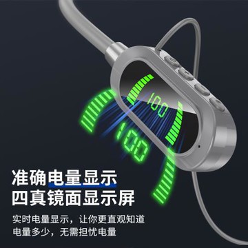 HiFi音質頸掛式硅膠無線藍牙耳機數顯超長待機掛脖耳機帶耳返功能