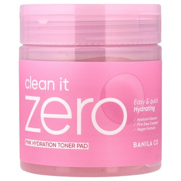 Banila Co, Clean it Zero，粉色爽膚水化妝棉，70 片化妝棉，7.94 液量盎司（235 毫升）