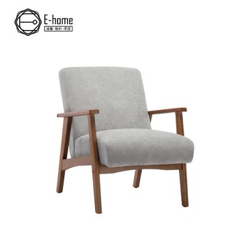 【E-home】Sena賽娜布面厚感實木腳休閒椅-灰色