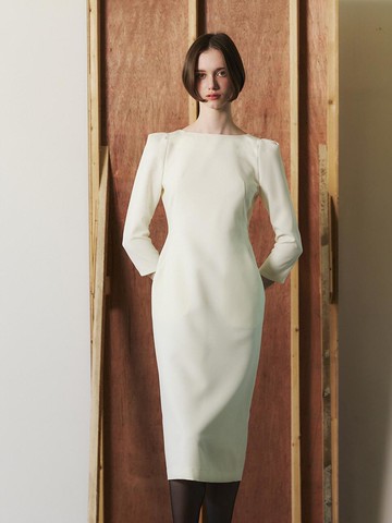 L.Sleeve Refined Pocket Dress_Light Beige
