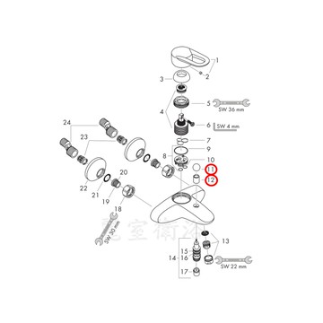 【麗室衛浴】德國 HANSGROHE Metropol 浴缸龍頭 14410 龍頭專用零件