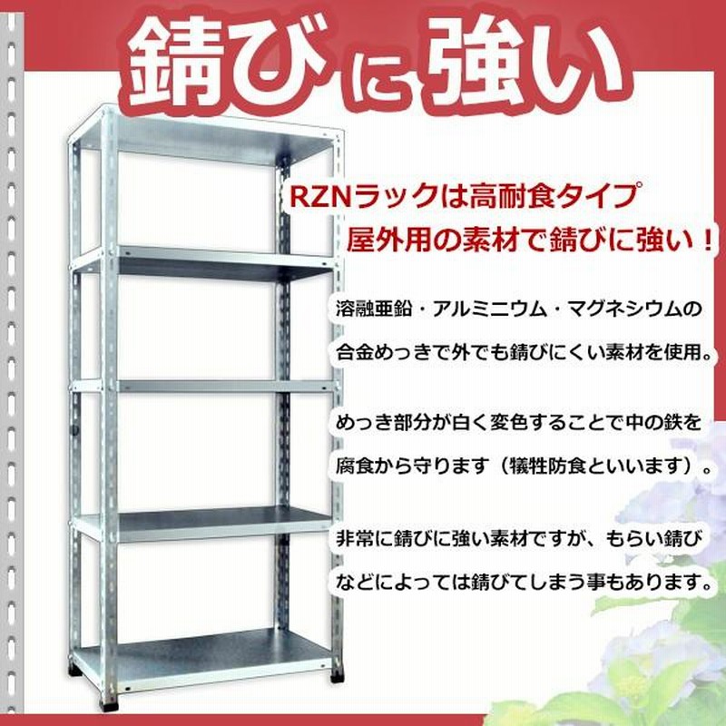 錆びにくいスチールラック 幅80 奥行40 高さ180 高耐食 RZN 70kg/段