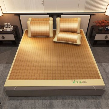 新款艾草藤席單雙面冰絲涼席夏季嬰兒可用天然席子折疊夏天草席子