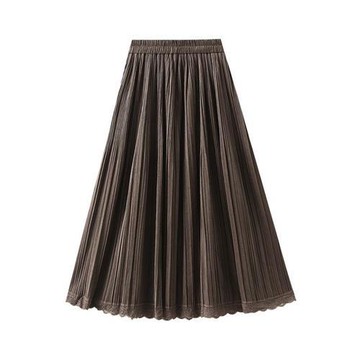 【米蘭精品】半身裙長裙-秋冬韓版拼接蕾絲絲絨女裙子4色74jc75