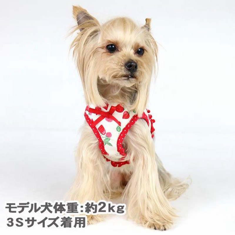 ハーネス 犬 服 おしゃれ ブランド 小型犬 ４ｓ 簡単装着 脱げない 散歩 猫 胴輪 いちご ベストハーネス 苺柄 赤 メール便可 通販 Lineポイント最大get Lineショッピング