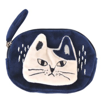 kUSUgURU JAPAN 日本眼鏡貓 Matilda-san系列 零錢包 立體貓尾巴造型小物收納包  藍色  10.6 x 14.7 x 2cm