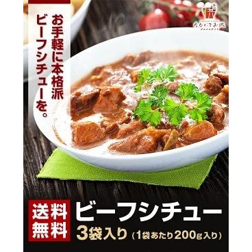 辛口ビーフシチュー 200g×3パック 辛口 送料無料 国産 牛肉 デミグラス ソース ご飯のお供 レトルト 常温保存OK 非常食 おかず [メール便]