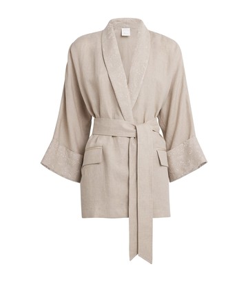 Eleventy x Harrods Linen Belted Blazer