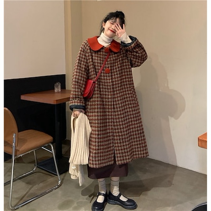 3日以内発送 レトロチェックロングコート 韓国ファッション 秋冬服 アウター Chic ボタン 通販 Lineポイント最大5 0 Get Lineショッピング