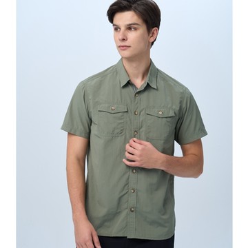 【WILDLAND荒野】男3M透氣快乾抗UV短袖襯衫鼠尾草綠