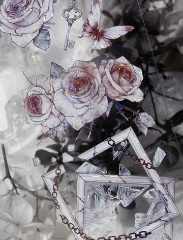 刺 暗黒の茨 血の薔薇 PET 和紙膠帶 貝殼光 10米卷