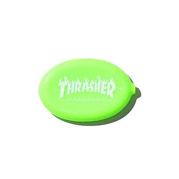 THRASHER FLAME COIN POUCH 火焰LOGO 綠 零錢包 橡膠 TSO1746800105 現貨