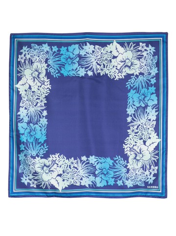 SANDRO - floral-motif silk scarf - women - Silk - One Size - Blue