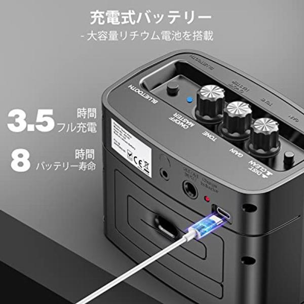 POGOLAB ギターアンプ 小型 エレキギター アンプ ミニ 調整可能なトーン 2チャンネルオーディオ 5W Bluetooth機能対応