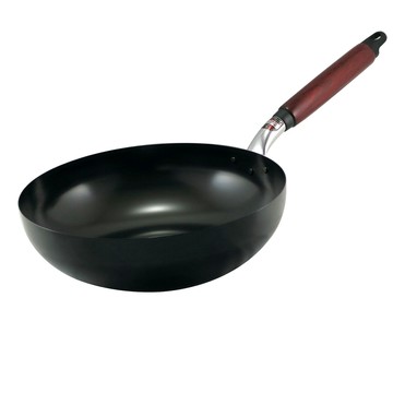 hokua 日本製輕量級木柄黑鐵炒鍋28cm