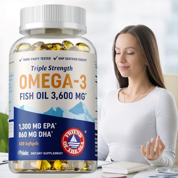Pslalae - 三重功效 OMEGA-3 魚油補充劑，3600 毫克 - 60/120粒 美國製造