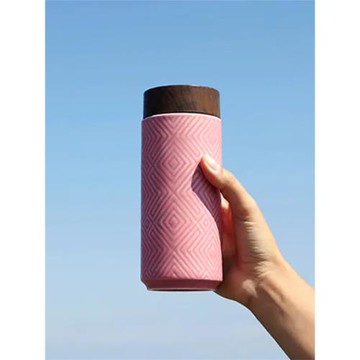 乾唐軒活瓷杯奇跡鎏金帶蓋雙層隨手現代戶外車載便攜優質陶瓷水杯