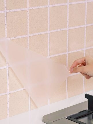 防油貼 日本廚房自粘透明耐高溫瓷磚牆貼灶台防水櫥櫃牆壁壁紙『CM36312』