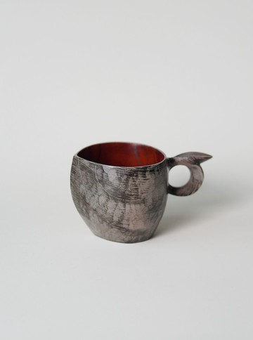 山舍 原創 手工雕刻大漆咖啡杯茶杯 杯子 桃葉杯