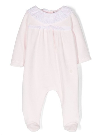Patachou - lace-trim ruffle-collar pajamas - kids - Polyester/Cotton - 12 - Pink
