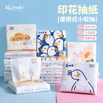 【台灣現貨】敲可愛 手帕型抽紙 卡通印花小鴨紙巾 衛生紙小包 便攜迷你手帕紙 手帕紙 可濕水小鴨餐巾紙