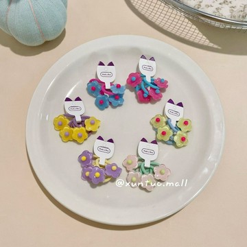 mori🎀mori韓系彩色花朵小發圈兒童小寶寶不傷發拇指圈女孩編髮果凍色