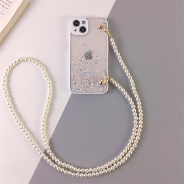 珠子鏈條蘋果16手機殼背帶斜跨11適用iphone15pro斜挎14promax掛繩x可背xr女款15plus掛鏈12背帶13透明新款女