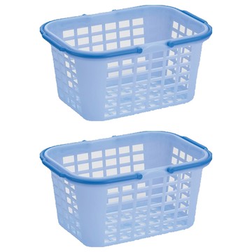 inomata VALUE 長方籃 優良樹脂無毒無味安全耐用 多種用途輕鬆方便  26.9 x 19.3 x 12.8cm  藍色  2個