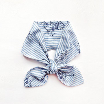 仿刺繡狗狗眾像印花  時尚領巾 髮帶