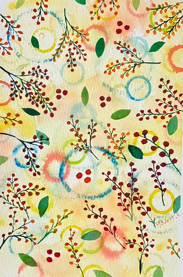 花草系列-粉紅泡泡 (13X19cm) 水彩畫/裸畫無框