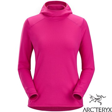 【ARCTERYX 始祖鳥】女新款 Motus 彈性連帽長袖排汗衣/T恤.底層衣.登山運動/保暖/30100 鐵克諾紅