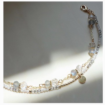 平靜的守護 | 拉長石白水晶 |心境平靜| 助眠 | 兩件相連式手鏈