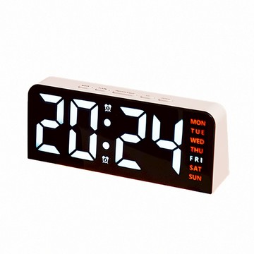 上手家居 大數字LED電子鐘 白色霓虹橙 時尚簡約 日期 星期 氛圍燈