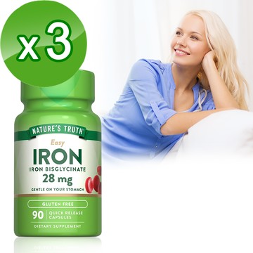 Natures Truth綠萃淨 甘氨酸螯合鐵28mg膠囊x3瓶組（90粒/瓶）_廠商直送