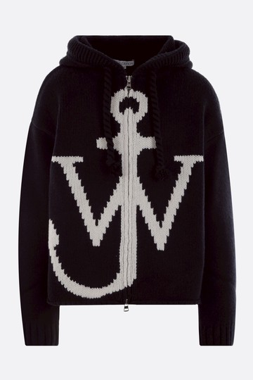 JW ANDERSON wool full-zip pullover with Anchor logo intarsia Man