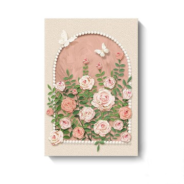 她的剪影與玫瑰無框掛畫