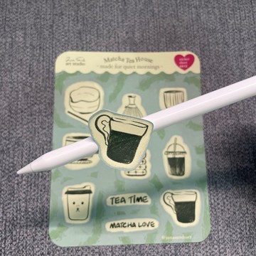 抹茶慢生活霧面貼紙組(2入)-手帳 貼紙 插畫 原創 送禮