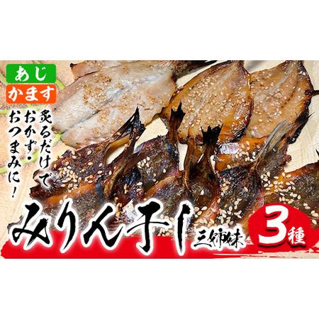 ふるさと納税 あじ、かますのみりん干し3種「厳選！みりん干し3姉妹」(合計3袋・3種) 干物 ひもの 魚 さかな 鯵 あじ かます おかず 肴 おつまみ.. 大分県佐伯市