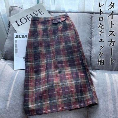 タイトスカート 冬 レディース ロングスカート チェック柄 秋 スカート マキシ丈 厚手 ペンシルスカート レトロ 通勤 チェック柄スカート 通販 Lineポイント最大get Lineショッピング