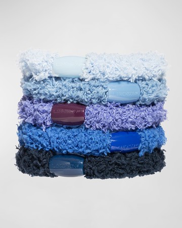 Cozy Teddy Ponytail Holders, Set of 5